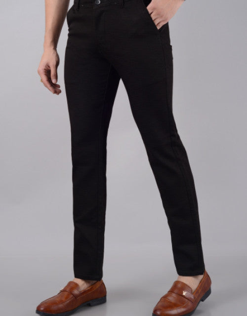 VILLAIN Men's Slim Fit Cotton Stretchable Trousers - Brown (SIZE- 30,32,34,36,38,40,42)
