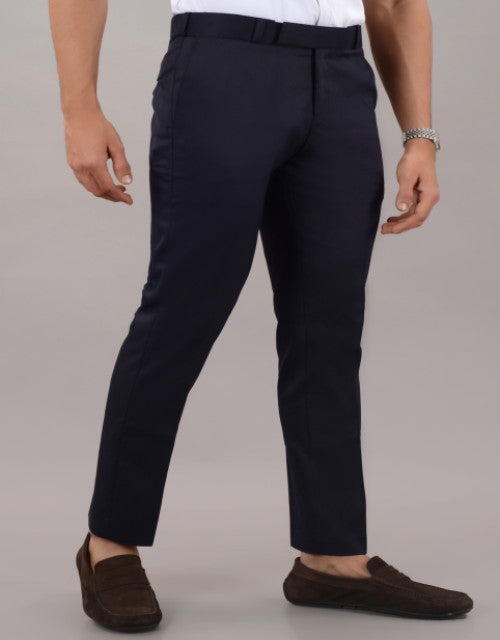 VILLAIN Navy Blue Stretchable Formal Pant with Expandable Waist for Men (SIZE- 30,32,34,36)